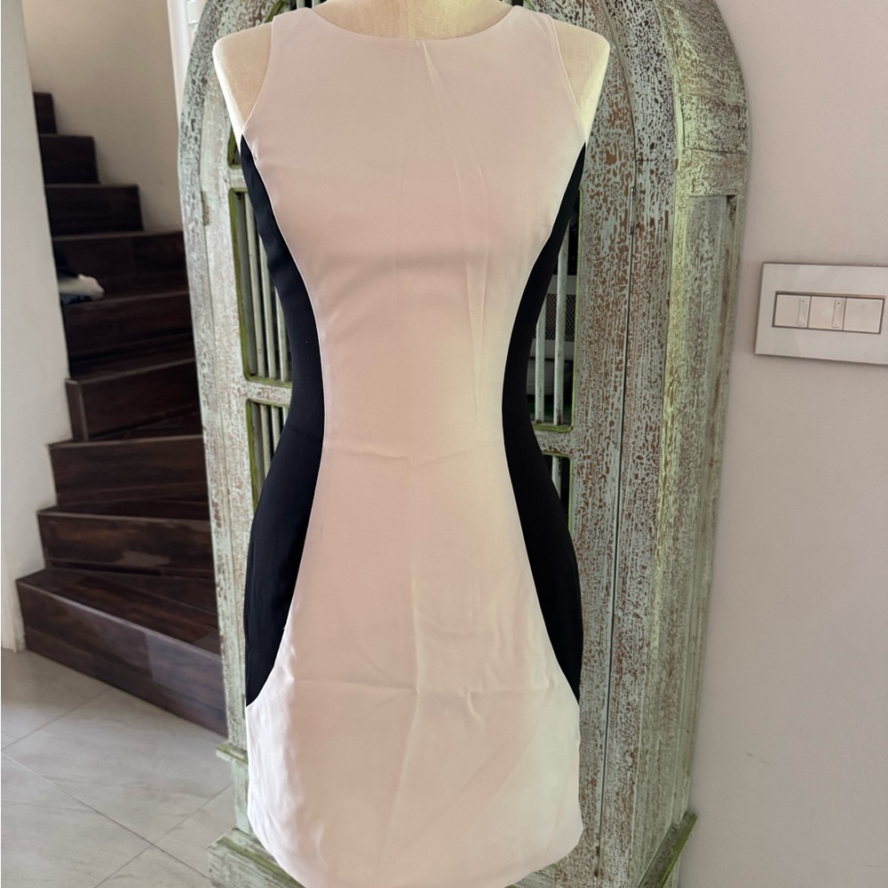 Saks Fifth Avenue Black and White Mini Dress